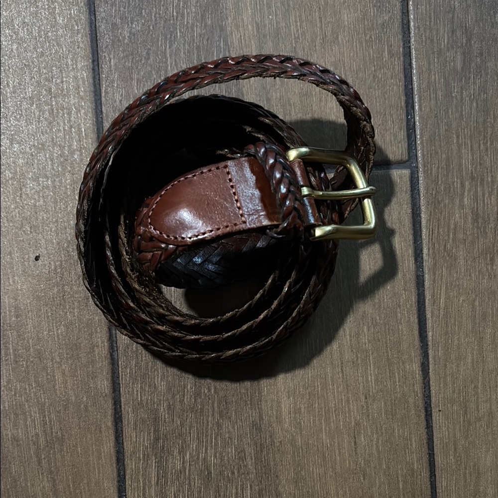 Coach Brown Braided Leather Belt